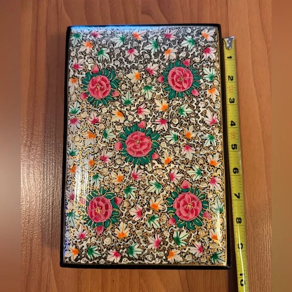 Elegant & Smooth Hand Painted Large Floral Art Kashmiri Paper Mache Jewelry Box